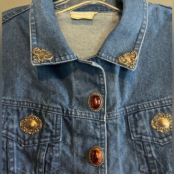 Vintage The Brass Menagerie “denim” vest women’s size L - Picture 2 of 11